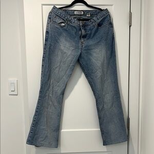 Medium Indigo Boot Cut Jeans with Subtle Fading